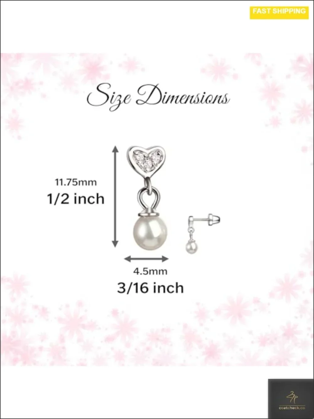 Sterling Silver Freshwater Pearl Drop Earrings with Screw Backs for Sensitive